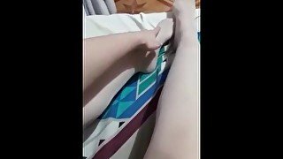 Masturbating in pantyhose