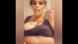 Watch me demolish this bowl of pasta in my shirt in panties