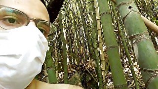 Shirtless in the woods