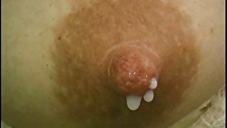 Nice closeup view of my wife's big milky lactating nipples