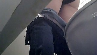 Lovely thick white booty in jeans caught on hidden cam nude