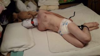 Hogtied and Diaper Gagged Boy