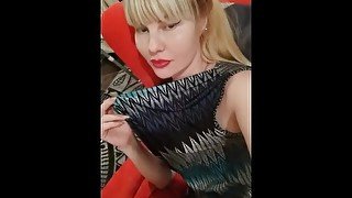 At friends house, a pretty milf shows her cute tight pussy and perfect breast