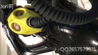 Latex girl breathcontrol and bondage