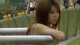 Little Asian princess minding her own business during quick sharking scene