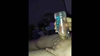 creampie on my brand new see-through toy (huge load)
