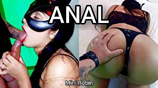 Nosso primeiro anal cavalgada anal doggstyle gozada no cu blowjob- Mini Robin