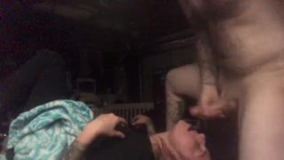 Lil step sister cures blue balls with her mouth