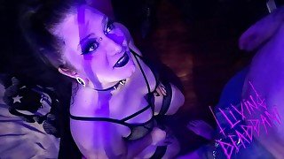 Thick goth gf is hungry for dick down her throat