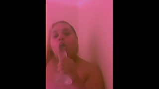 BBW Shower Dildo Blowjob