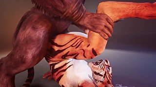 [Fart Fetish] Minotaur Cums Inside Tiger Boy After First Sitting on His Face  Wild Life Furry