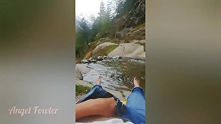 I walk by a Difficult path in the mountain's Forest for do something near the waterfall