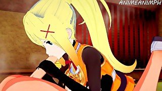Konosuba Hentai: Darkness Sucks Kazuma's Dick Until Cum in Mouth