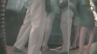 Bunny exposes her ass to an upskirt spy cam