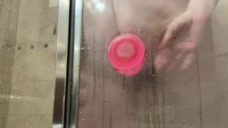 BBW FUCKS HER ASS WITH 8 INCH DILDO IN SHOWER