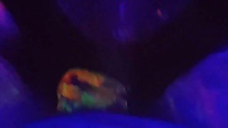 Hot tinder slut glow in the dark body paint blacklight cock suck