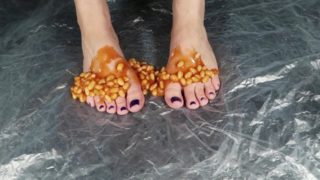 Lick your Doms feet clean. Very messy beans play!