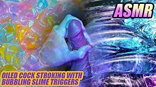 (ASMR) Slippery dick jerking with bubbling slime triggers and sloppy messy cumshot / male solo