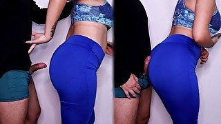 Persistent Pervert gets Assjob and Cums onto Yoga Teacher's Big ass in Leggings after Workout