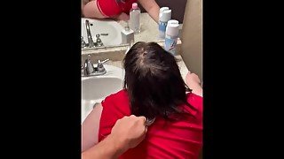 Fucked this girl in the bathroom at her parent’s house.