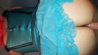 Halloween party slut gets bent over and fucked in costume during party