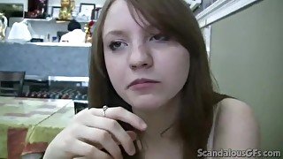 Teen slut sucks cock in public bathroom